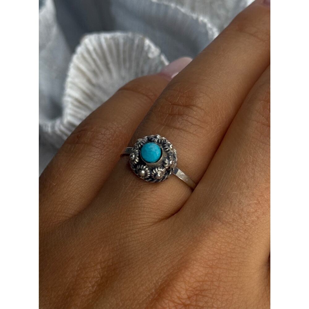 925 Sterling Silver Turquoise Ring Size 7 - Picture 6 of 7